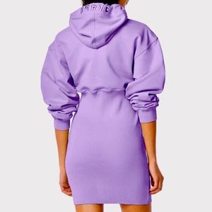 SOLD. Hervé Legér RIBBED HOODIE SWEATSHIRT MINI DRESS WISTERIA size XS